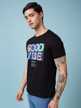 Mens Chest Printed  Round Neck Tshirt
